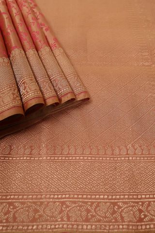 Peachy-Pink Banarasi Tanchoi Silk Saree