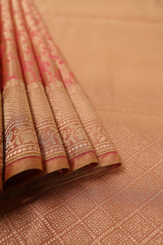 Peachy-Pink Banarasi Tanchoi Silk Saree