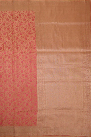 Peachy-Pink Banarasi Tanchoi Silk Saree