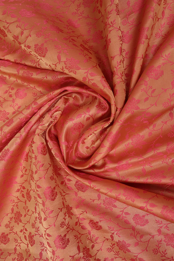 Peachy-Pink Banarasi Tanchoi Silk Saree