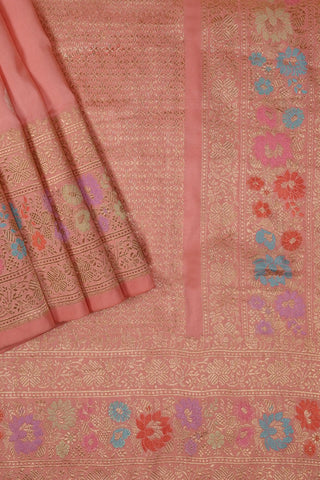 Peach Banarasi Pure Silk Saree