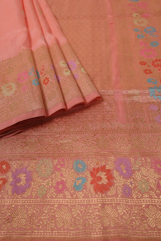 Peach Banarasi Pure Silk Saree