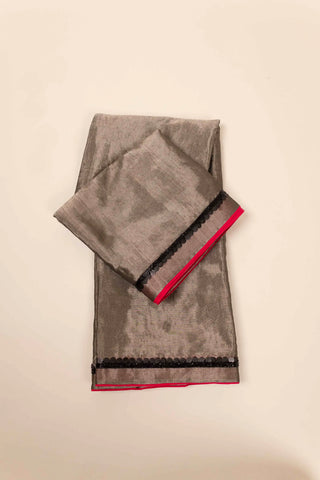 Grey-Silver Chanderi Tissue Saree