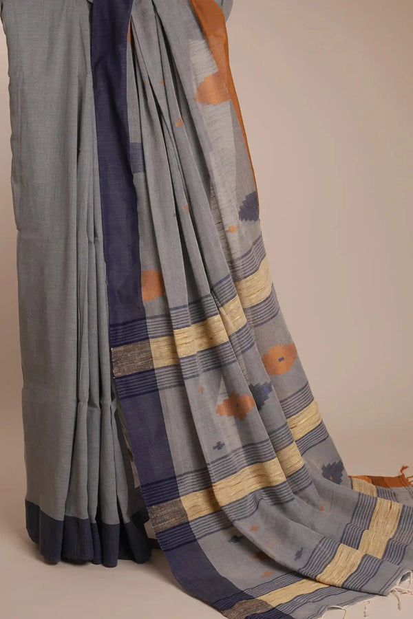 Grey Jamdani Handloom Cotton Saree