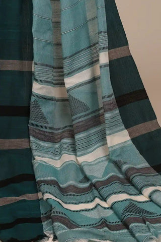 Teal Green Jamdani Handloom Cotton Saree