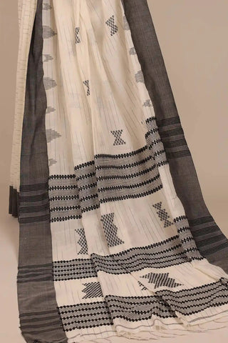 Off-White Jamdani Handloom Cotton Saree