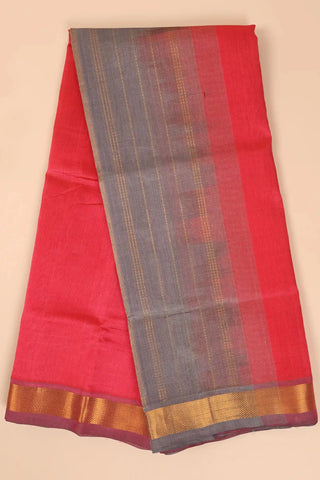 Grey & Pink Handwoven Silk Cotton Kanchipuram saree