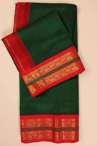 Green & Red Handwoven Silk Cotton Kanchipuram saree