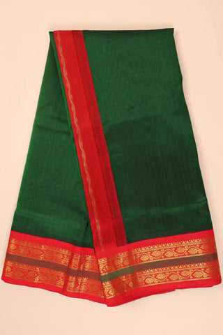 Green & Red Handwoven Silk Cotton Kanchipuram saree