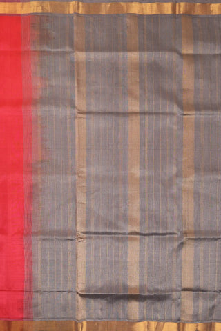 Grey & Pink Handwoven Silk Cotton Kanchipuram saree