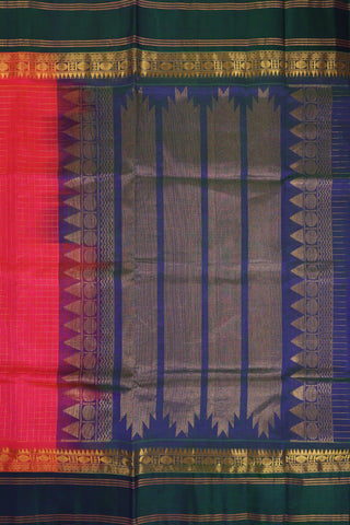 Pink & Teal green Handwoven Silk Cotton Kanchipuram saree