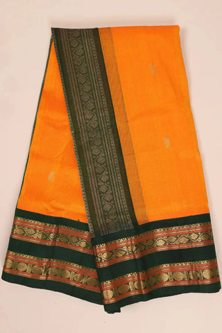 Yellow & Green Handwoven Silk Cotton Kanchipuram Saree