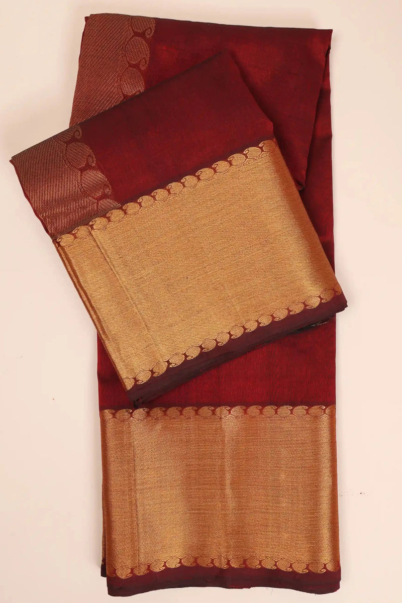 Maroon Handwoven Silk Cotton Kanchipuram saree