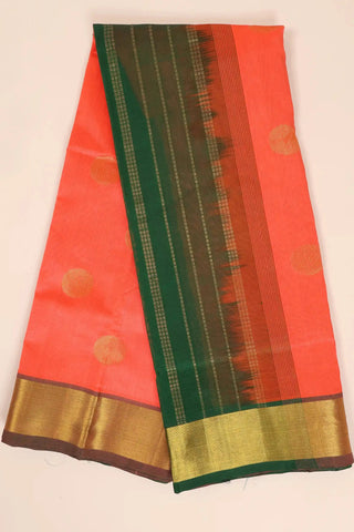 Sea green & Pink Handwoven Silk Cotton Kanchipuram saree