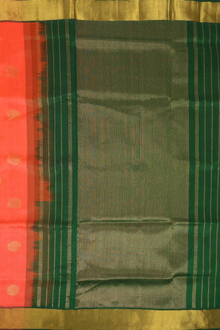 Sea green & Pink Handwoven Silk Cotton Kanchipuram saree