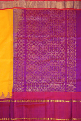 Yellow & Purple Handwoven Silk Cotton Kanchipuram saree