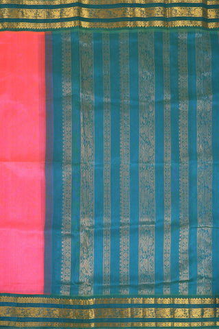 Pink & Teal green Handwoven Silk Cotton Kanchipuram saree