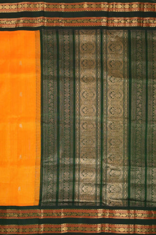 Yellow & Green Handwoven Silk Cotton Kanchipuram Saree