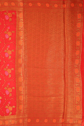 Floral Banarasi Georgette Saree with Red base