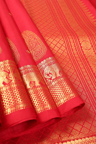 Maroon-Red Kanjivaram Saree