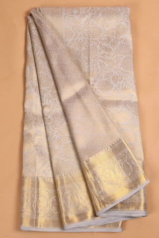 Greyish-Light Blue Kanjivaram Pure Silk Saree (inspired by Shreya Ghoshal's Saree, Made to Order)