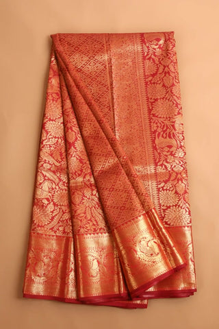 Maroon Kanjivaram Pure Silk Saree (inspired by Shreya Ghoshal's Saree)