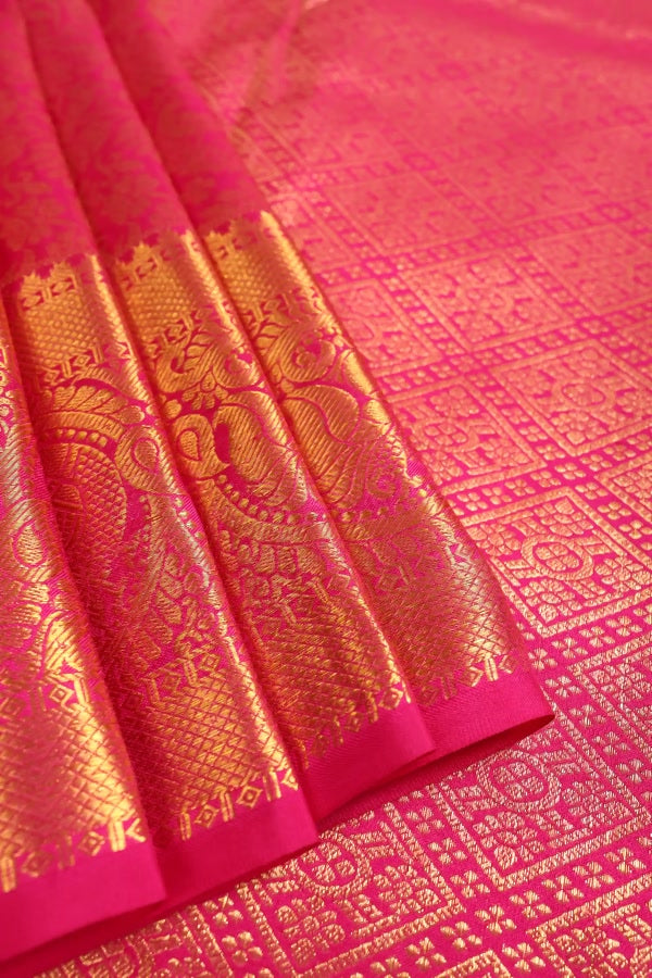 Fuchsia Pink Kanjivaram Saree (inspired by Shreya Ghoshal's Saree)