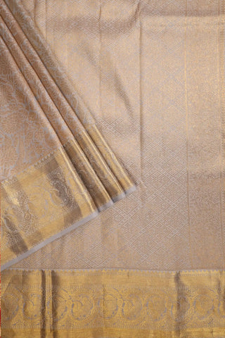 Greyish-Light Blue Kanjivaram Pure Silk Saree (inspired by Shreya Ghoshal's Saree, Made to Order)