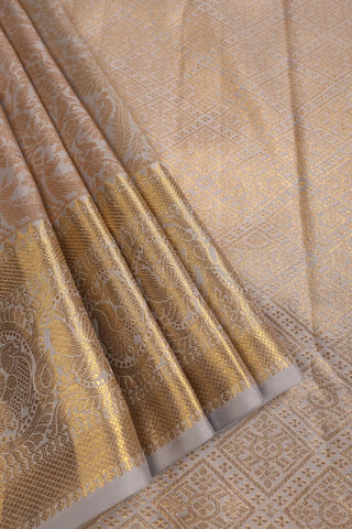 Greyish-Light Blue Kanjivaram Pure Silk Saree (inspired by Shreya Ghoshal's Saree, Made to Order)