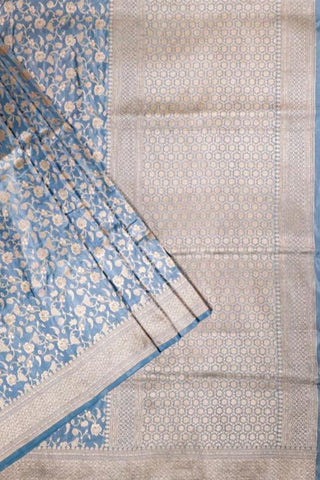 Sky Blue Banarasi Silk Saree with Zari