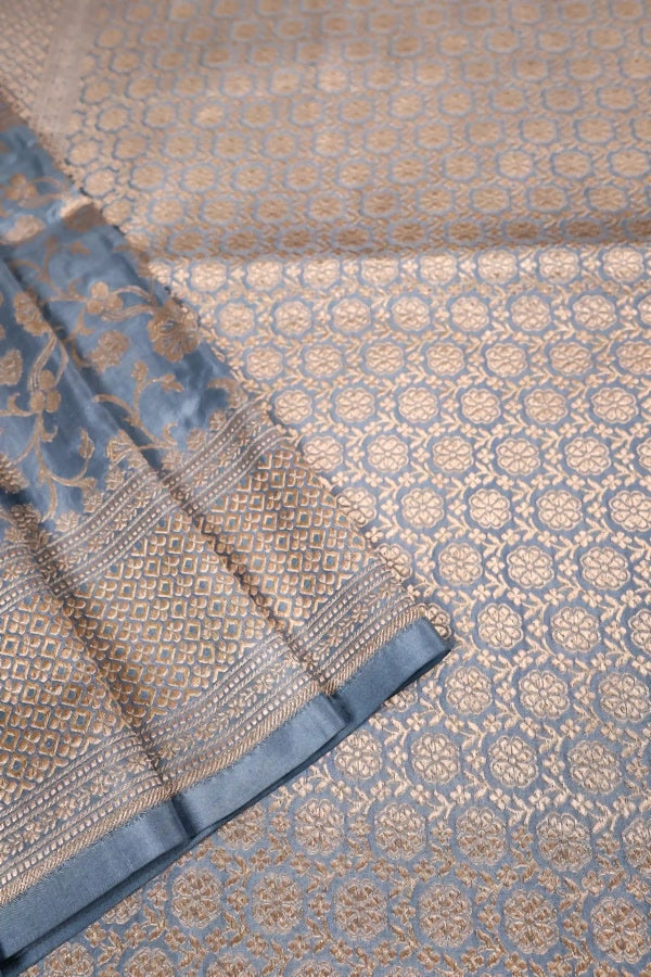 Sky Blue Banarasi Silk Saree with Zari