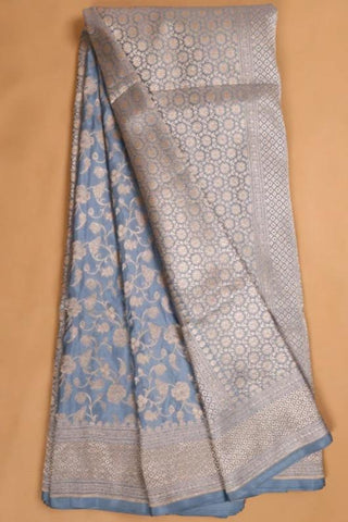 Sky Blue Banarasi Silk Saree with Zari