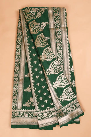 Dark Green Banarasi Saree