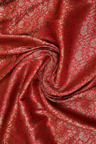 Maroon-Red Banarasi Pure Silk Saree with Antique Zari