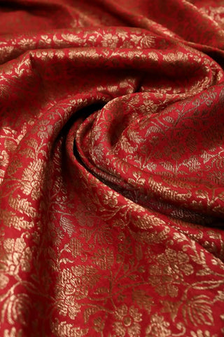 Maroon-Red Banarasi Pure Silk Saree with Antique Zari