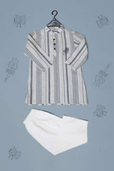 Striped Grey Handloom Cotton Kurta