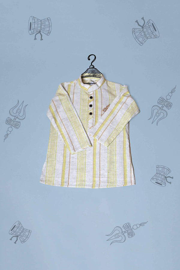 Striped Yellow Handloom Cotton Kurta