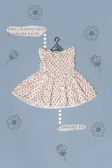 Floral print White cotton frock