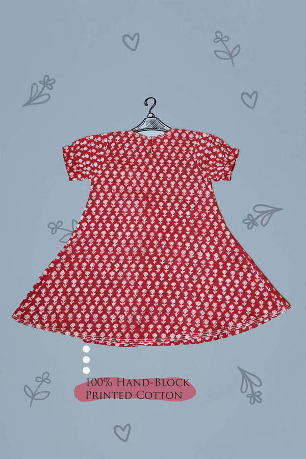 Floral print Red cotton frock