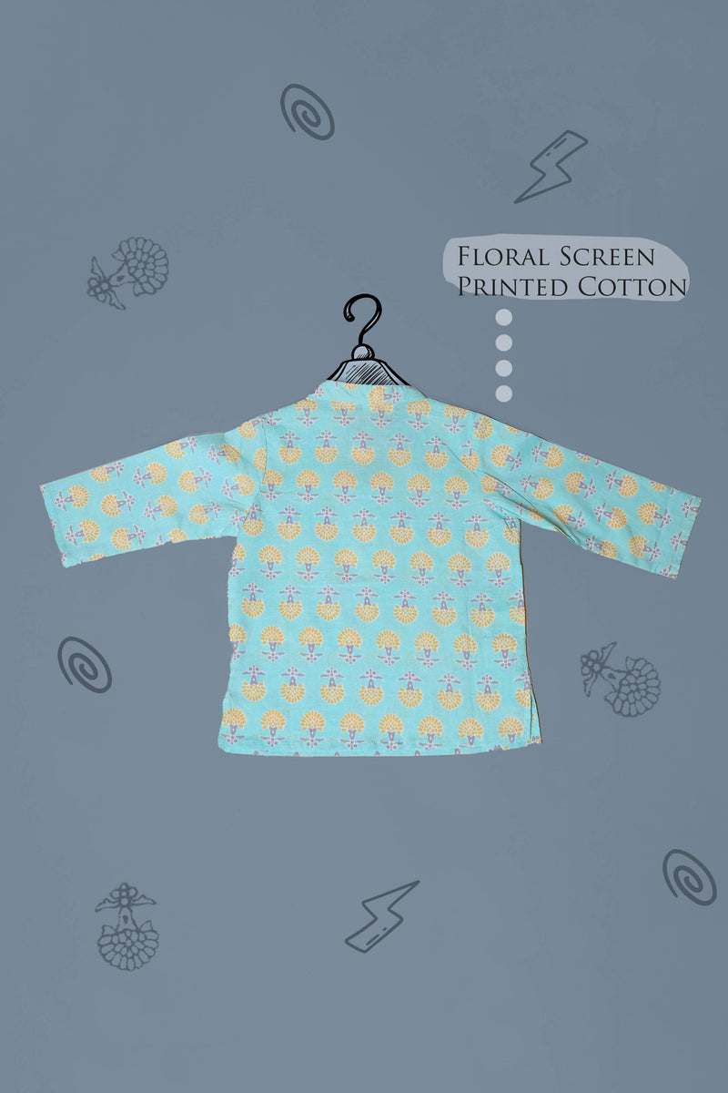 Floral print Sky Blue kurta