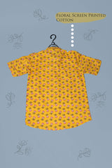 Floral print Yellow cotton shirt