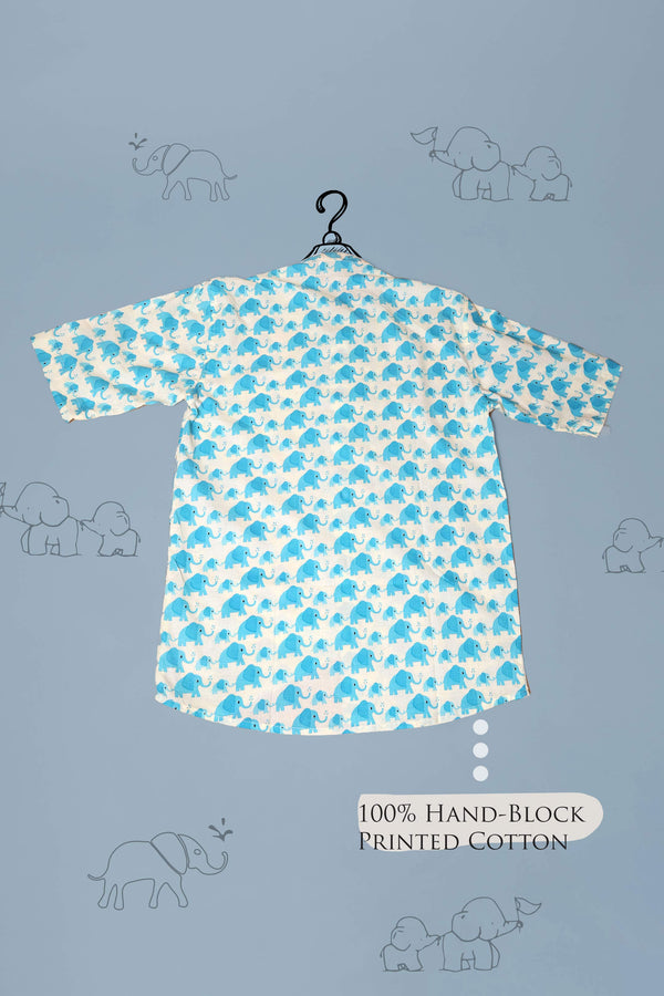 Blue Elephant print cotton shirt