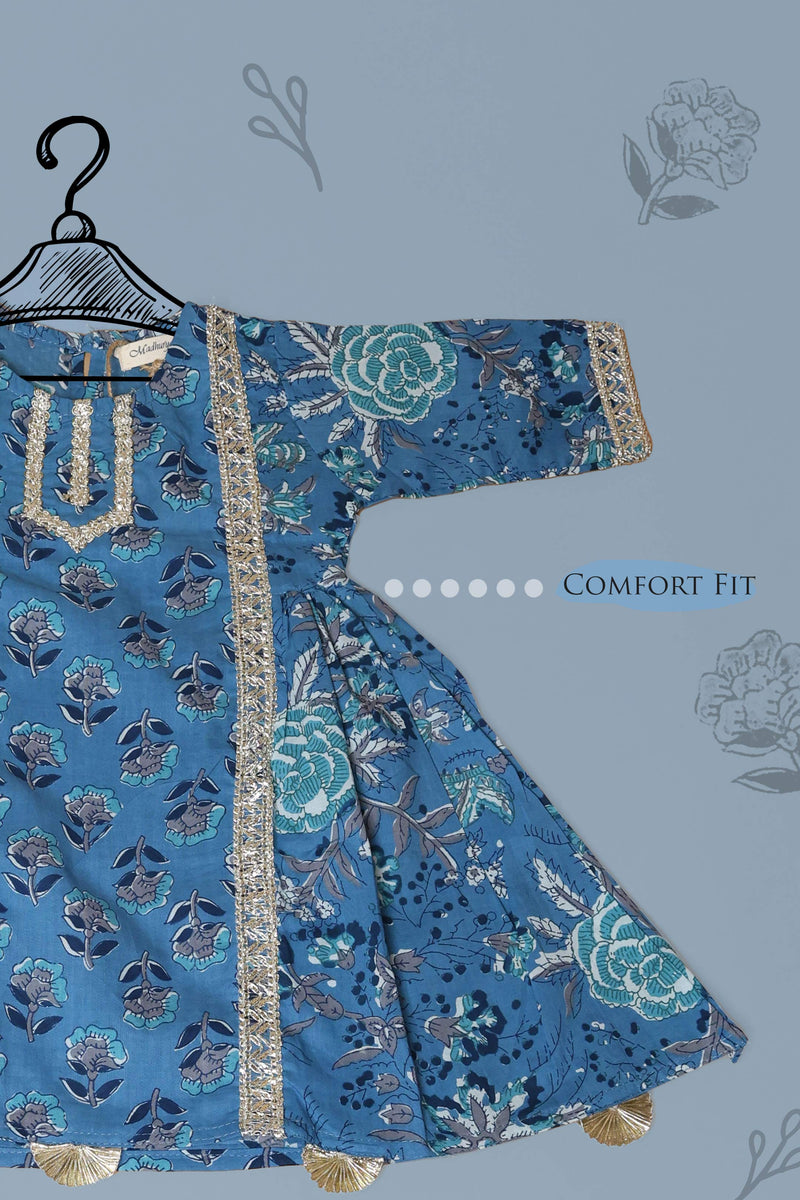 Floral print Blue cotton suit set