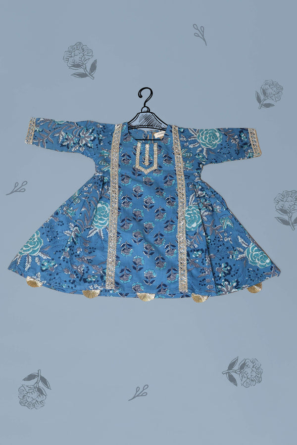 Floral print Blue cotton suit set