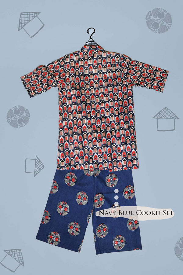 Navy Blue printed cotton Co-ord set