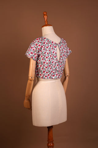 Floral Pastel white cotton blouse