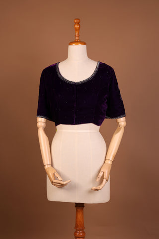 Purple silk velvet blouse(Made to Order)