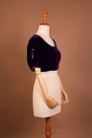 Purple silk velvet blouse(Made to Order)