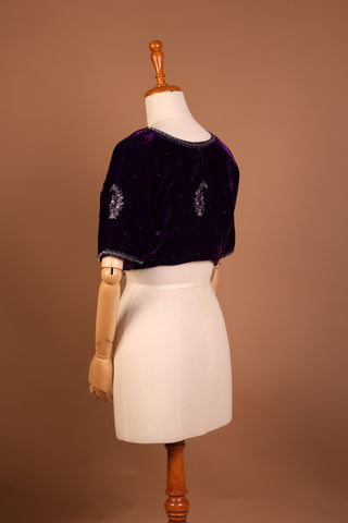 Purple silk velvet blouse(Made to Order)