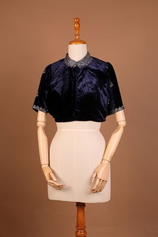 Midnight Blue silk velvet blouse